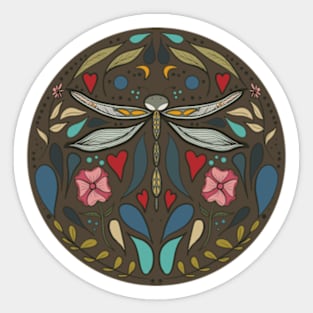 Colorful Dragonfly Folk Art Sticker